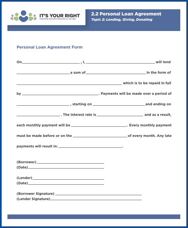 Example of Personal Loan Contract Template