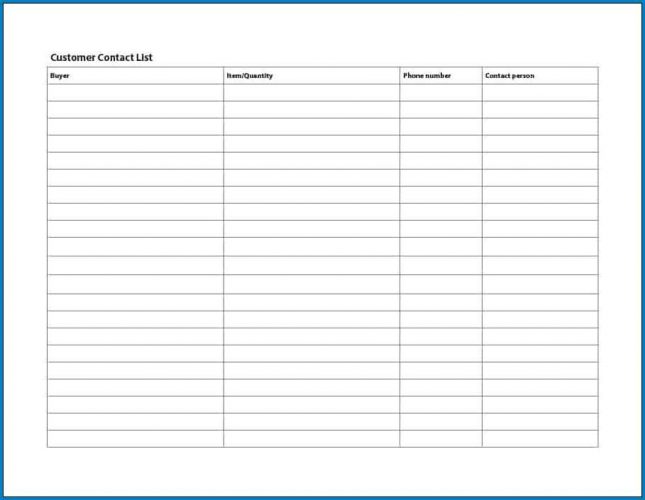 √ Free Printable Phone List Template