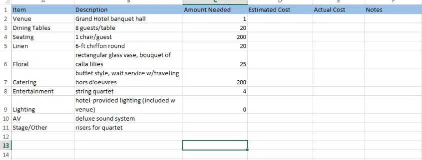 Example of Picnic Budget Template