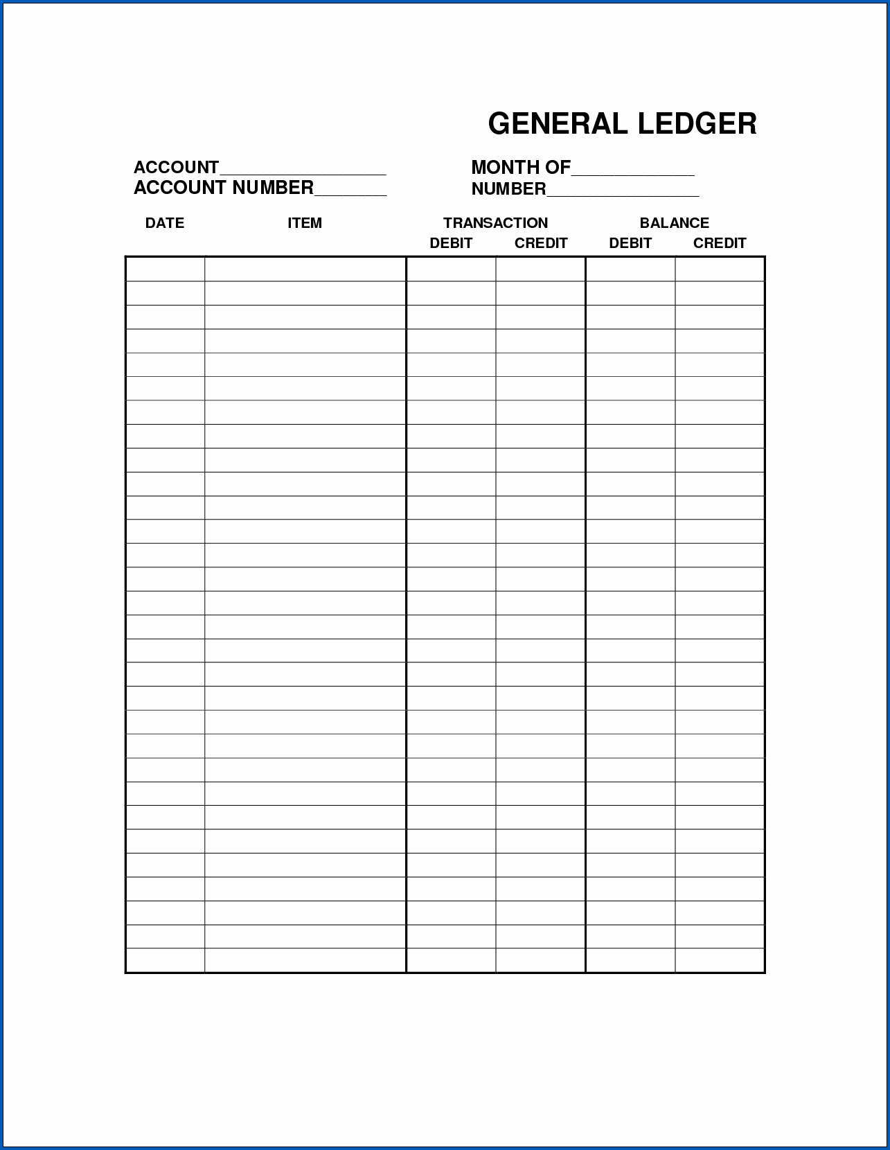 Example of Printable Balance Sheet