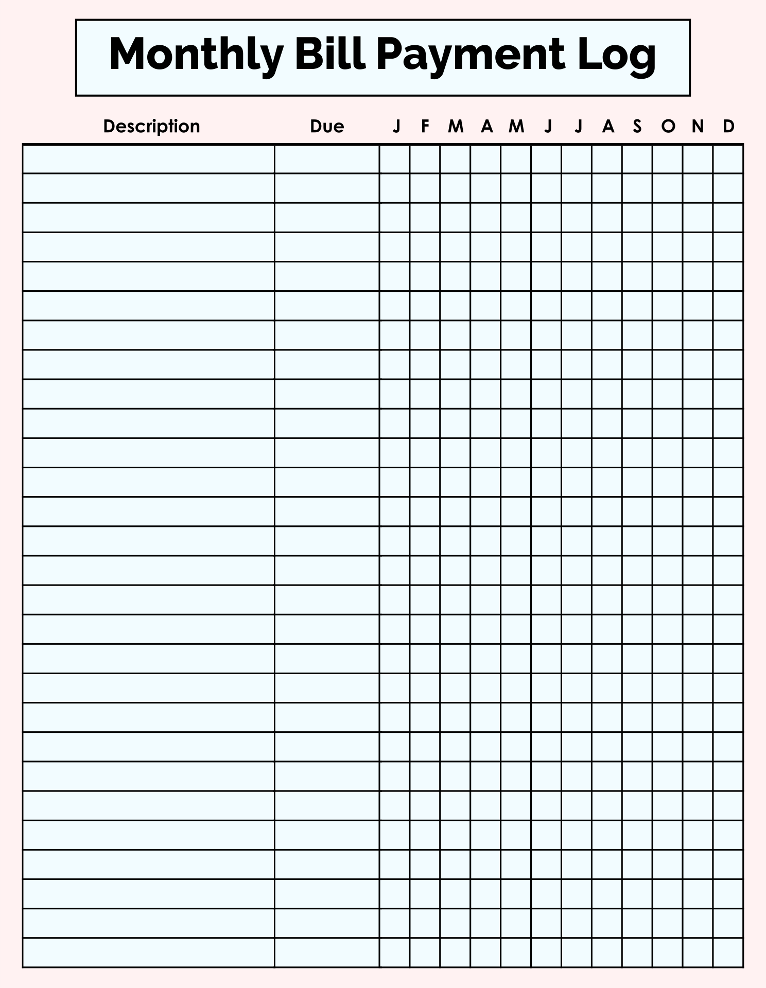 Example of Printable Bills Payment Schedule Template