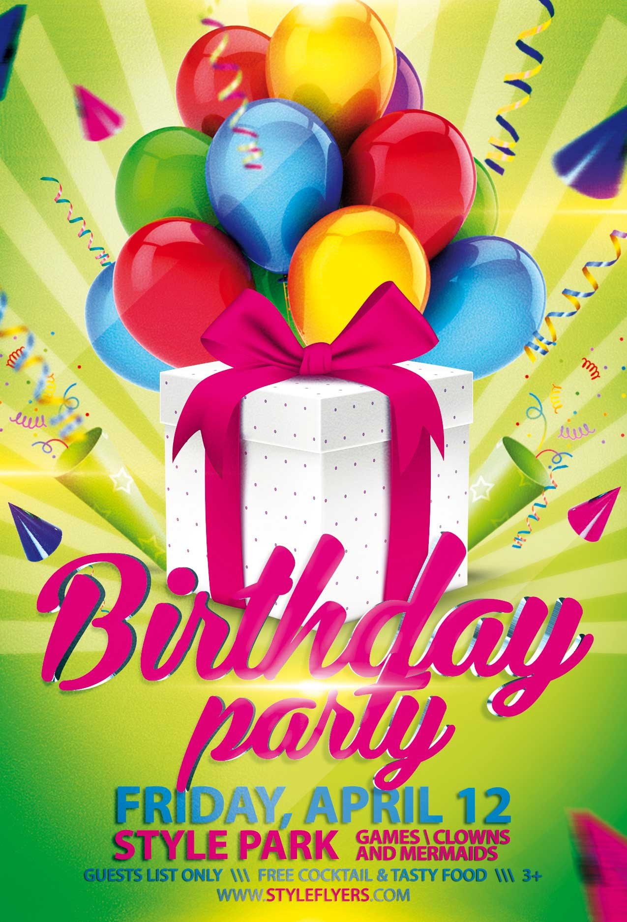 Example of Printable Birthday Party Flyer Template