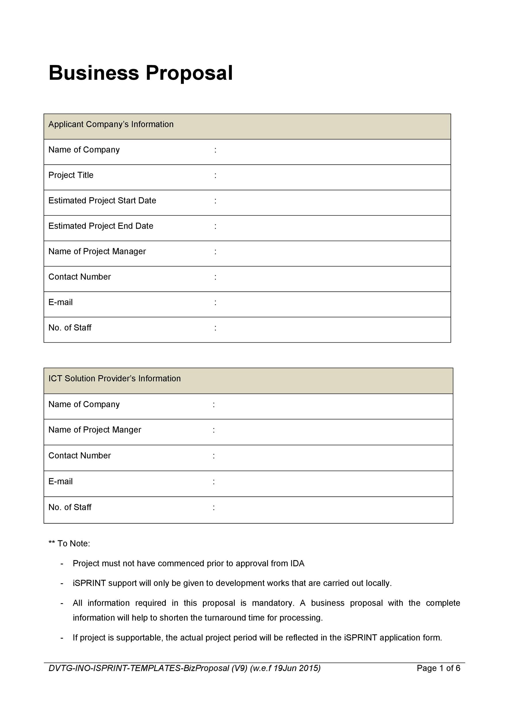 Example of Printable Business Proposal Template