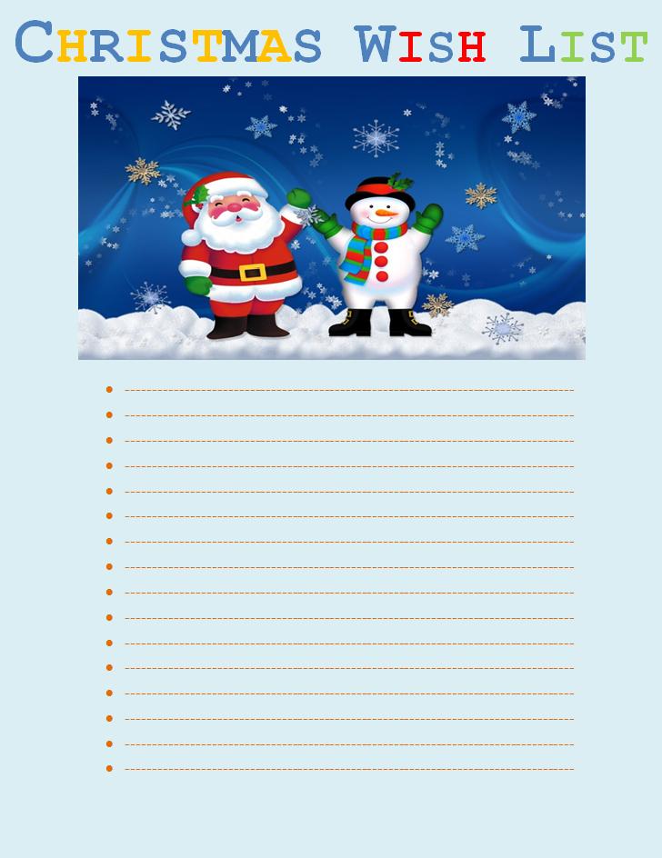 Example of Printable Christmas Wish List Template