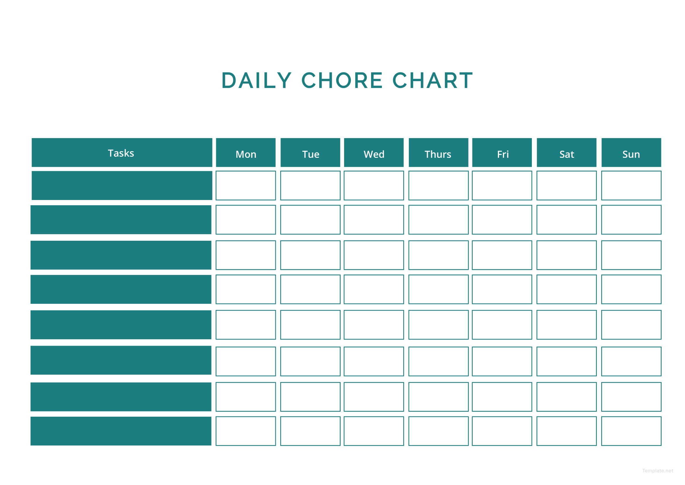 Example of Printable Daily Chore List Template