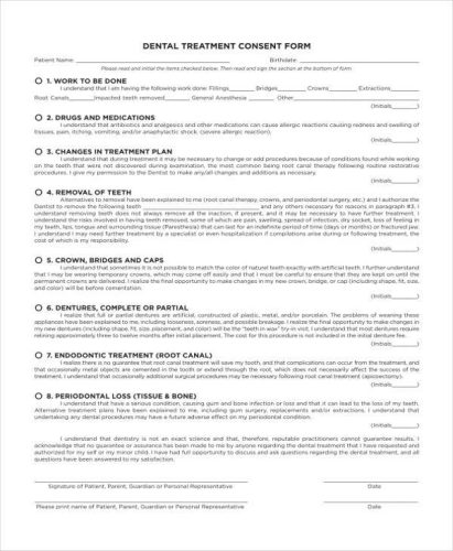 Example of Printable Dental Consent Form | Templateral