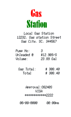 Example of Printable Gas Receipt Template