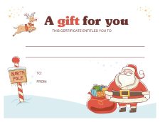 Example of Printable Holiday Gift Certificate Template