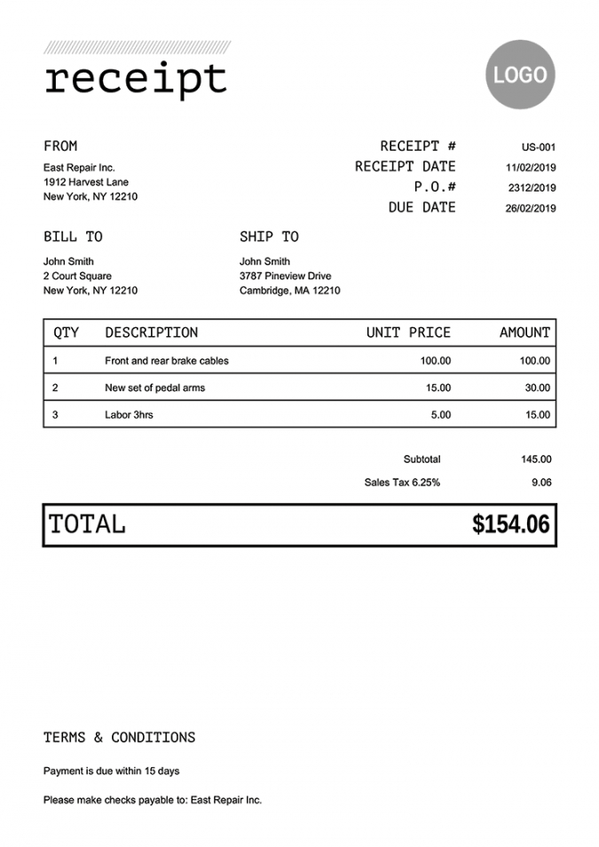 Printable Free Receipt Templates Print & Email Receipts As Pdf Oil Change Receipt Template PDF