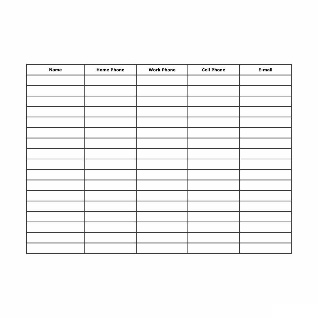 Example of Printable Phone Extension List Template