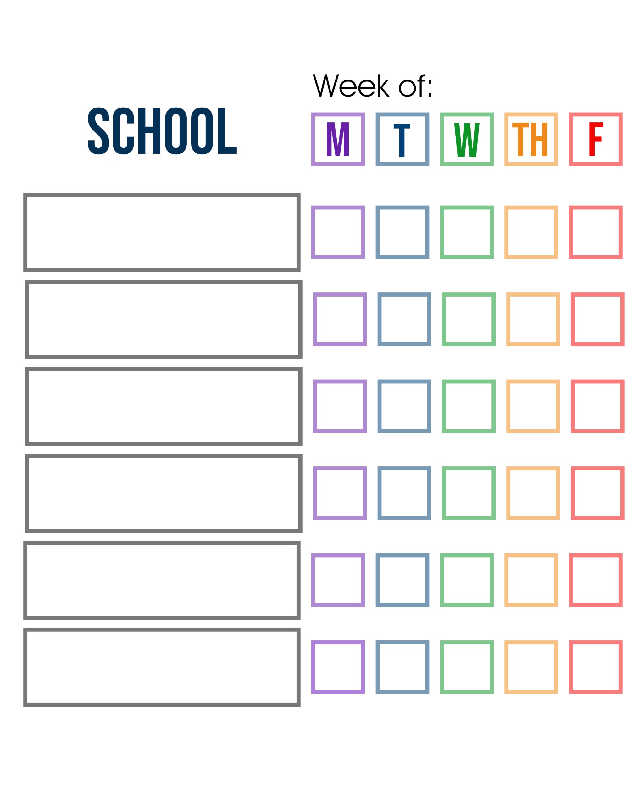 Example of Printable School Daily Schedule Template