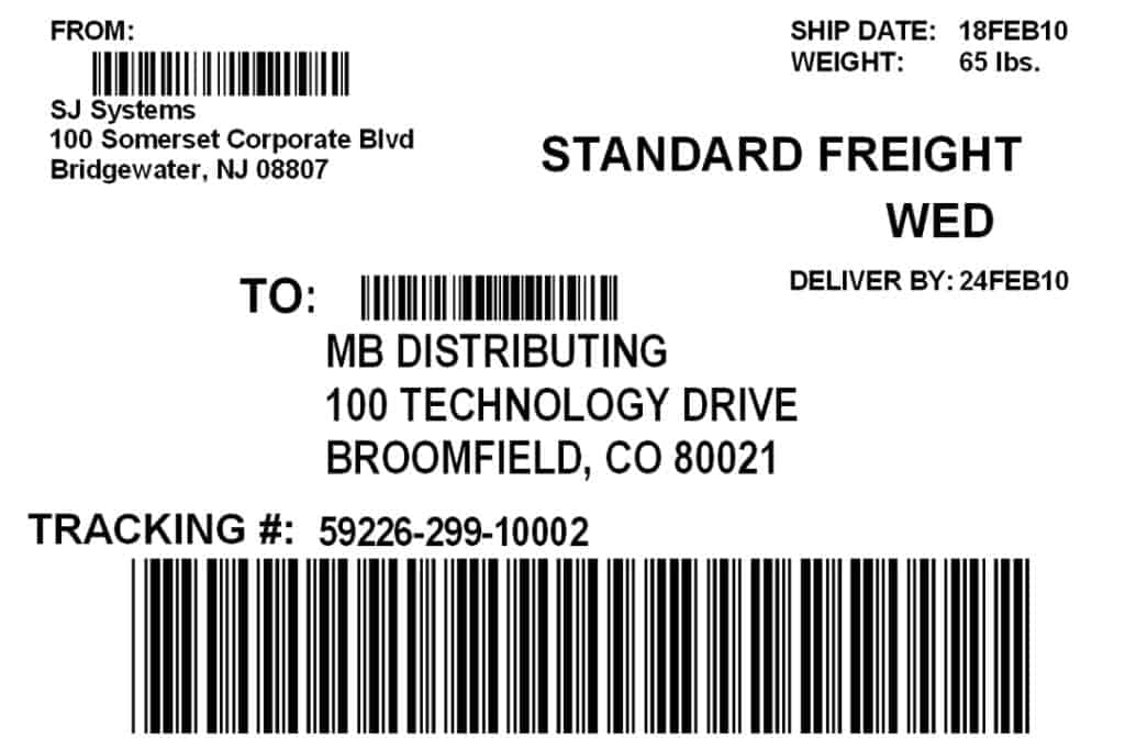 Example of Printable Shipping Label Template