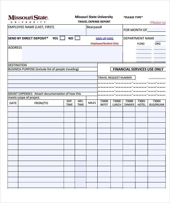 √ Printable Travel Expense Calculator Template