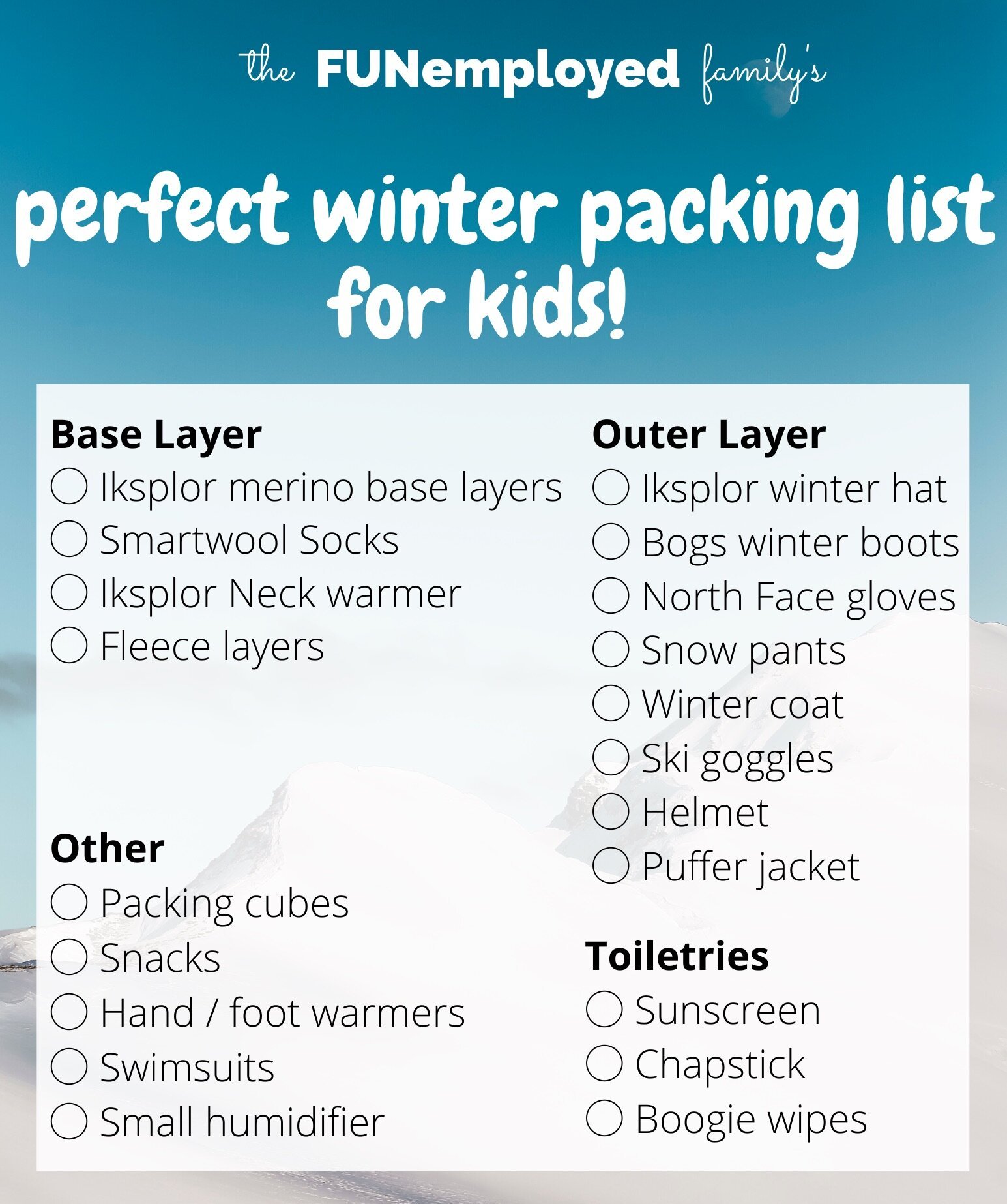 Example of Printable Winter Travel Checklist Template