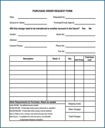 √ Free Printable Purchase Order Form