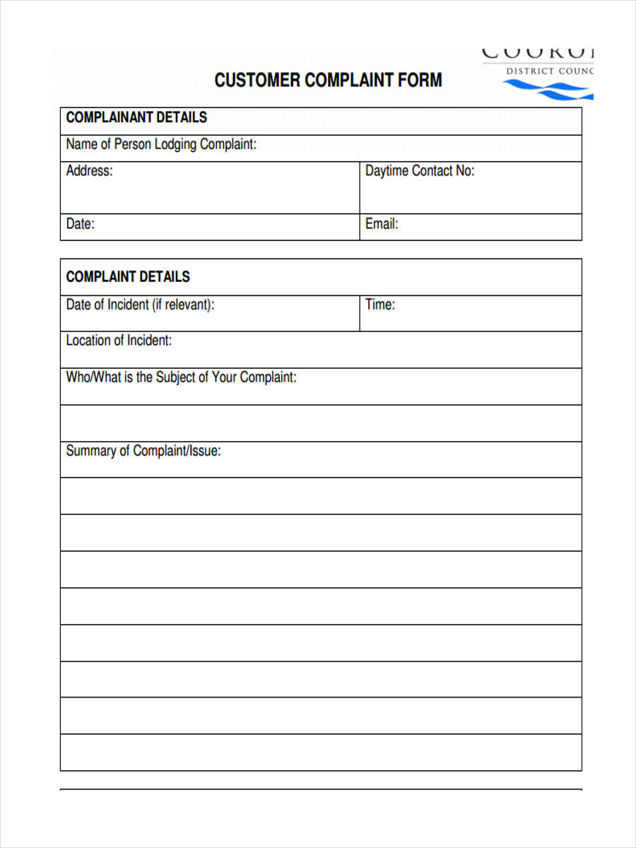 Example of Quality Complaint Log Template