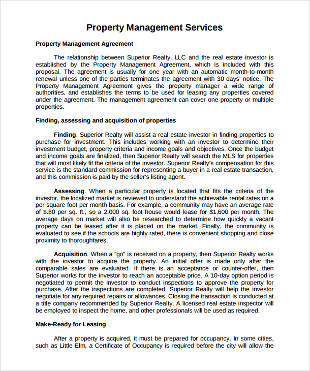 Example of Real Estate Proposal Template