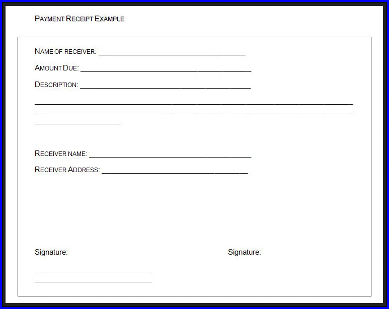 Example of Receipt Of Payment Template