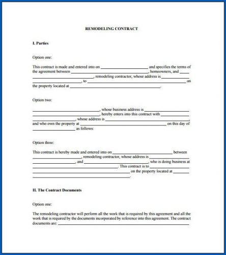 √ Free Editable Remodeling Contract Template For a House