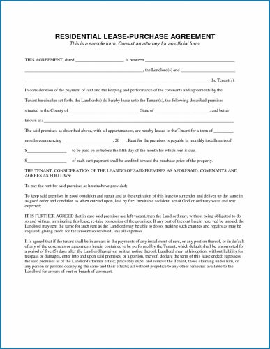 √ Free Editable Rent To Own Contract Forms For Houses