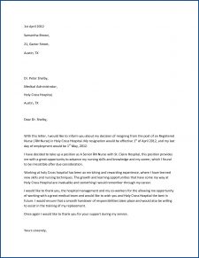 Example of Resignation Letter For Nurses | Templateral