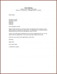 Example of Resignation Letter Two Weeks Notice | Templateral