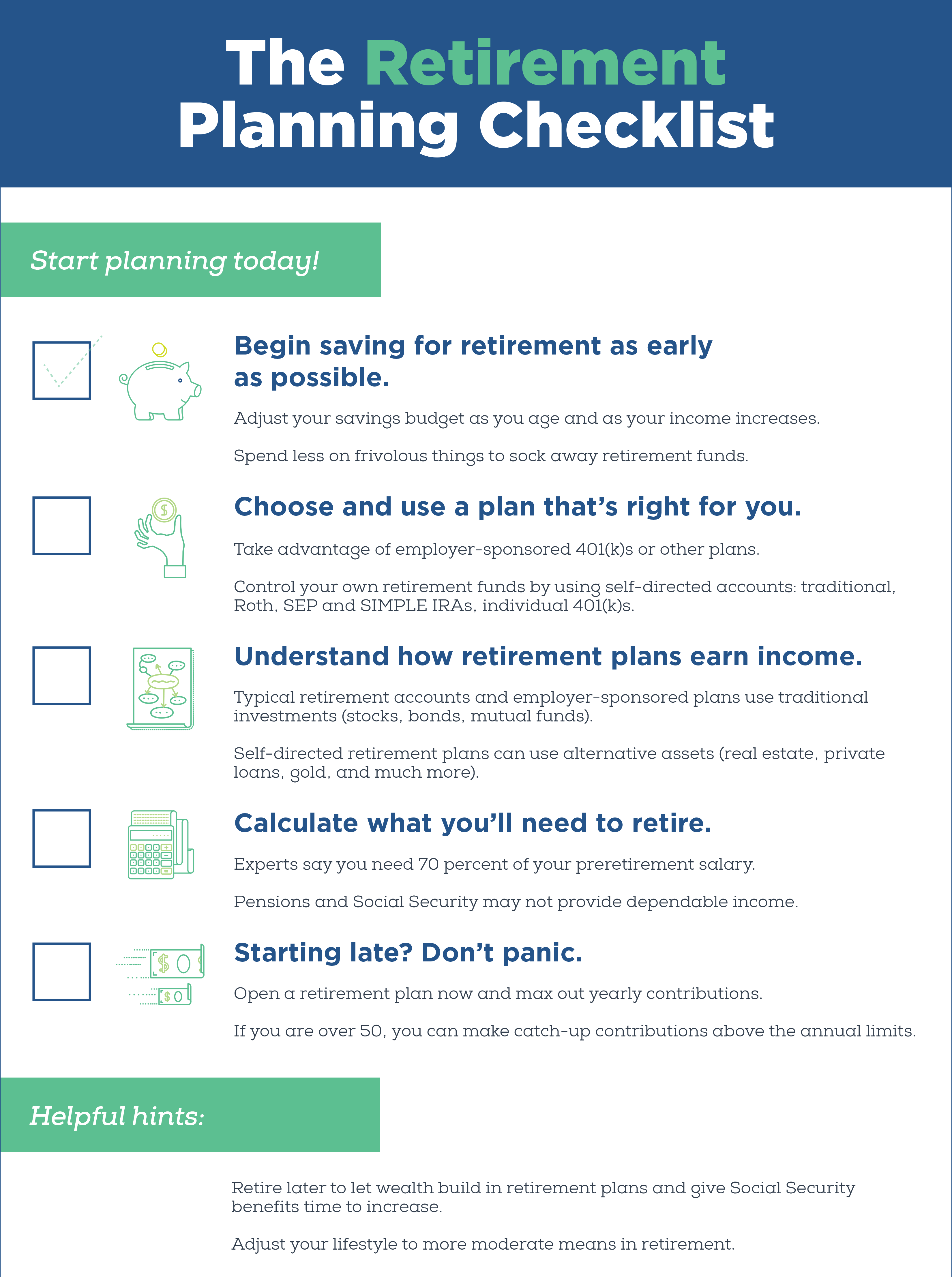 Example of Retirement Planning Checklist Template