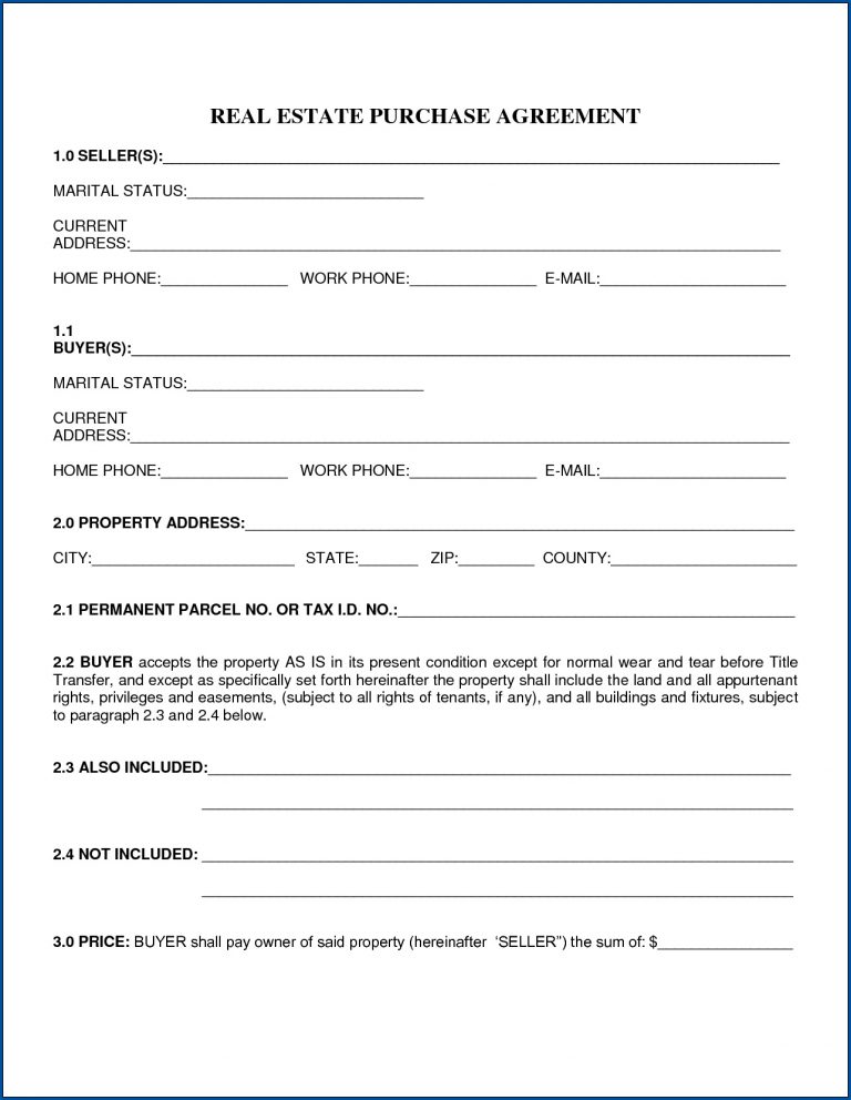 √ Free Printable Sales Contract For Home