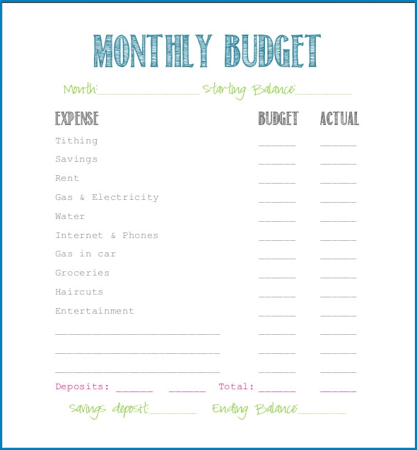 Example of Simple Budget Template