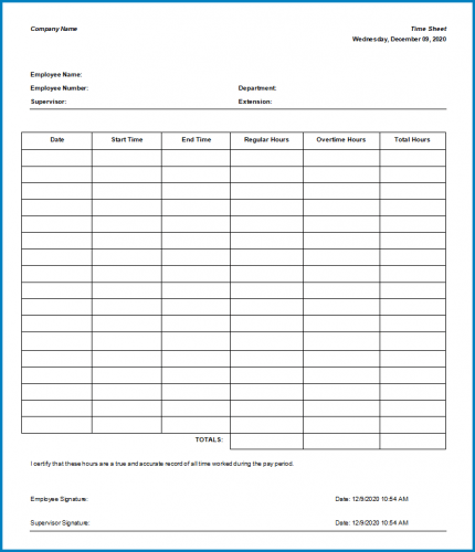 √ Free Printable Simple Timesheet Template