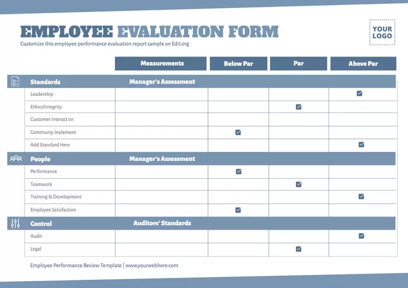 Example of Staff Evaluation Form