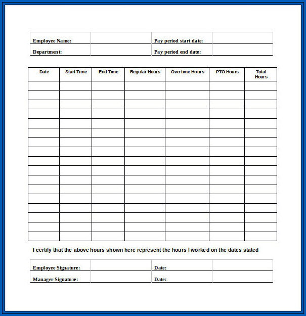 Excel Timesheet With Lunch Break Template