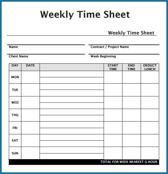 Example of Timesheet Template For Employees