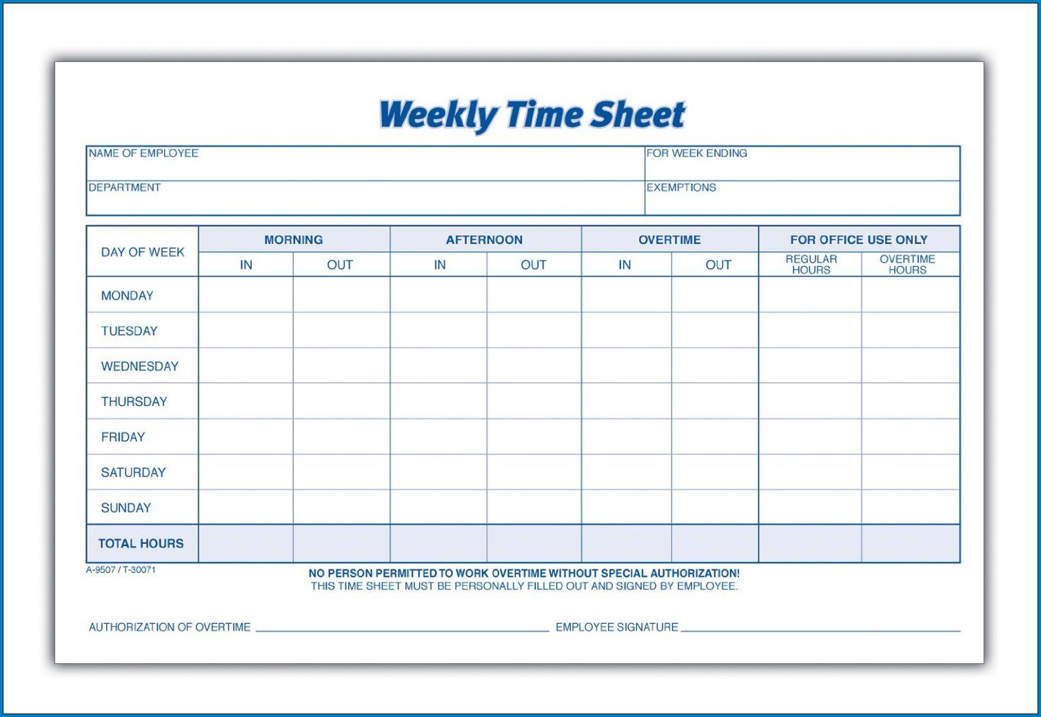 Example of Timesheet Template Word