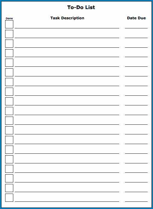 Example of To Do List Template