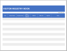 Example of Visitor Registry Book Template