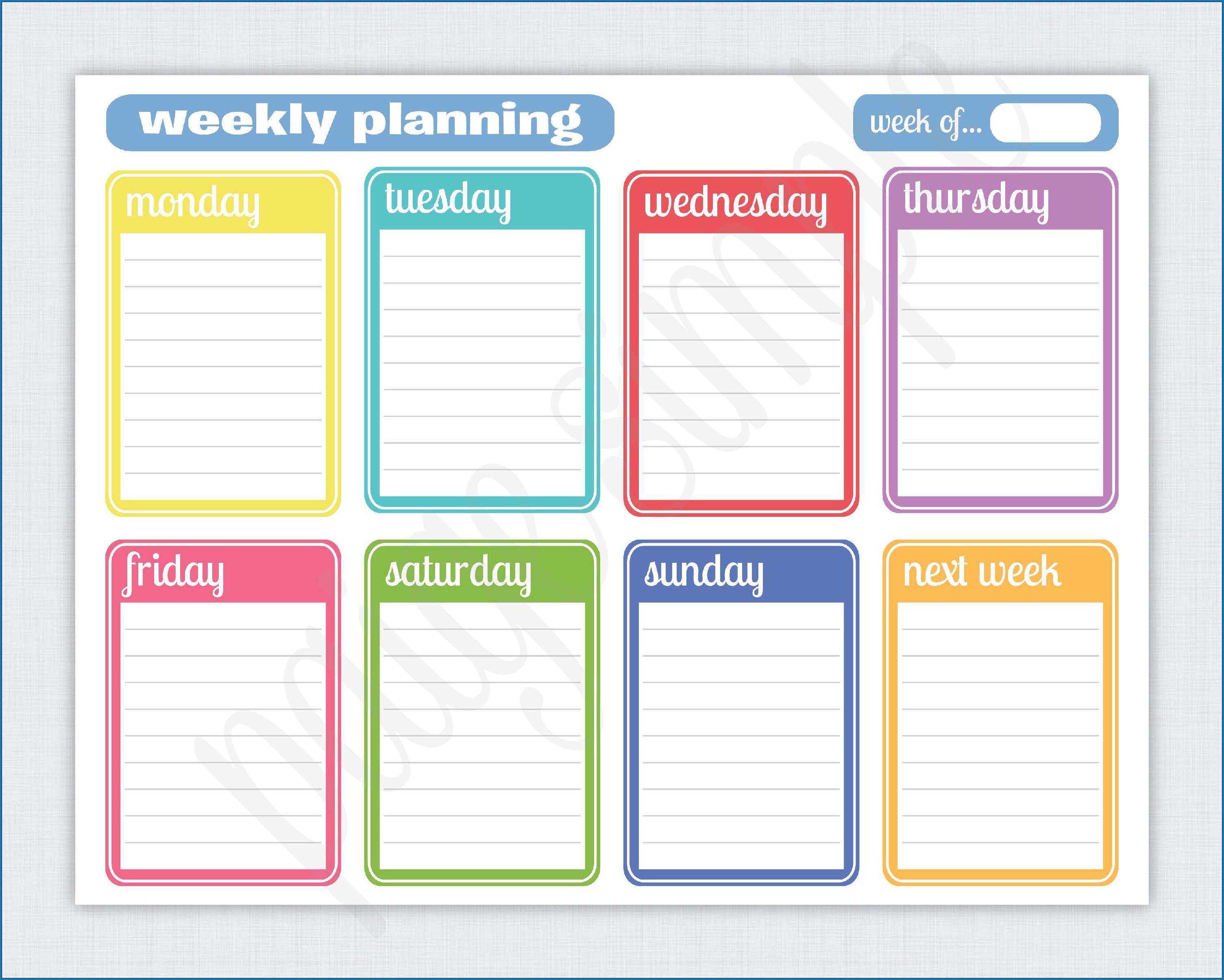 Example of Weekly Planner Templates