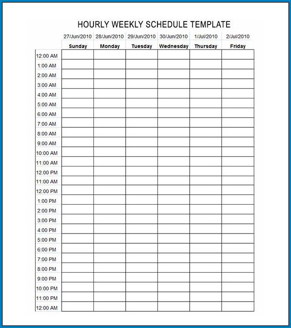 √ Free Weekly Schedule Template With Hours