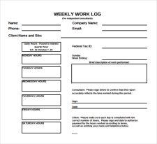 Example of Weekly Telework Log Template