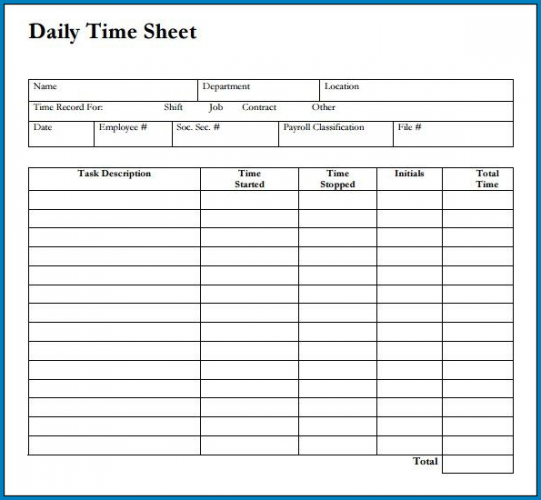 √ Free Printable Work Timesheet Template