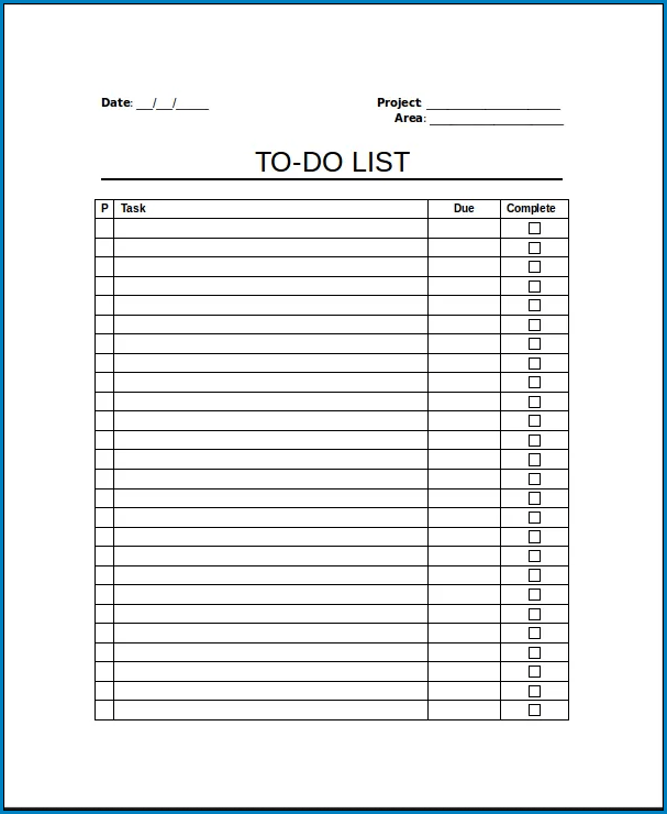 √ Free Printable Work To Do List Template