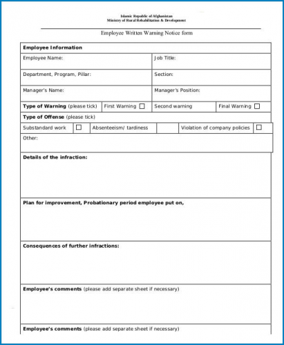  Free Printable Written Warning Template Templateral