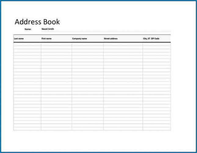 √ Free Printable Excel Address Book Template