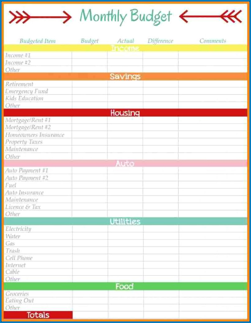 Excel Budget Calendar Template Sample