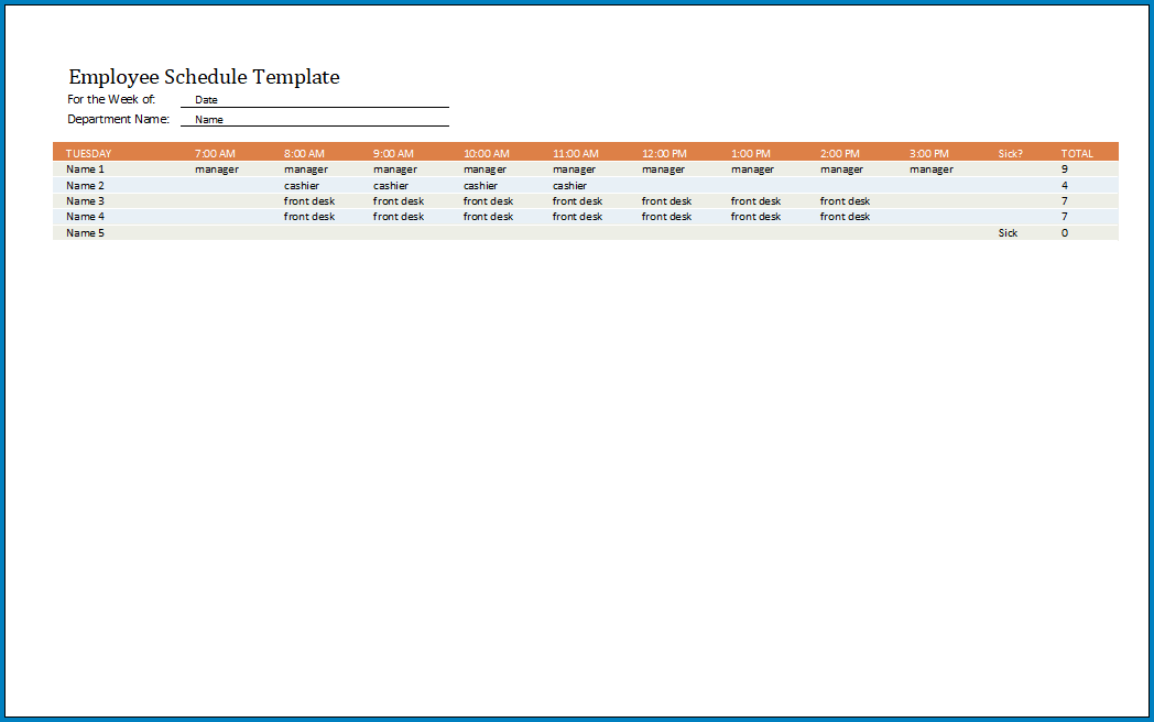 Free Printable Excel Employee Schedule Template