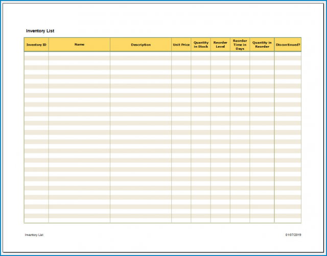 √ Free Printable Excel Inventory Template