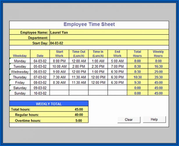 Timesheet Calculator With Lunch Break Excel For Free Excel Templates 