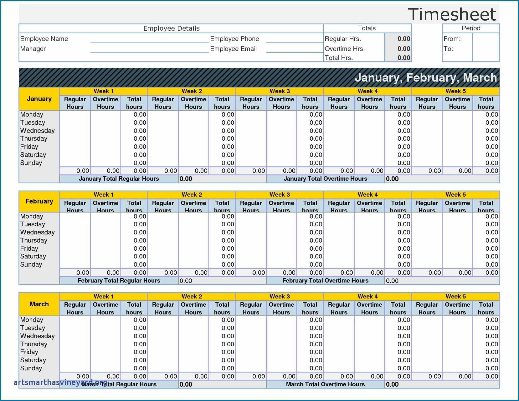 Excel Timesheet Template For Multiple Employees Sample