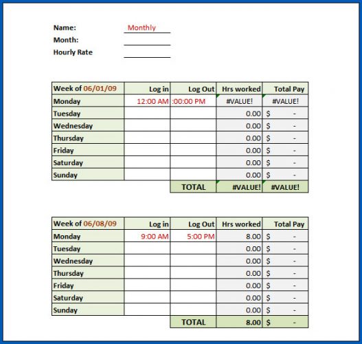 √ Free Excel Weekly Timesheet Template With Formulas