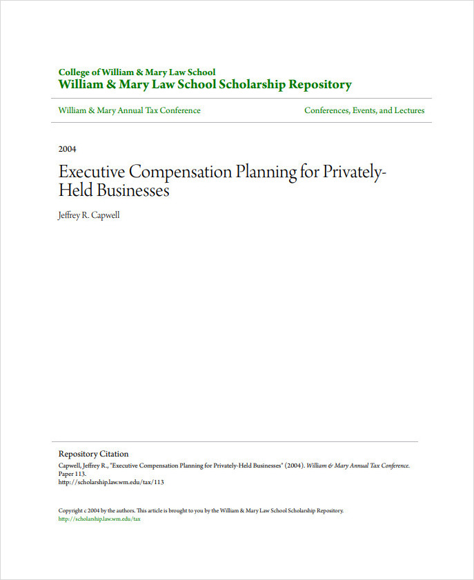 Executive Compensation Plan Template